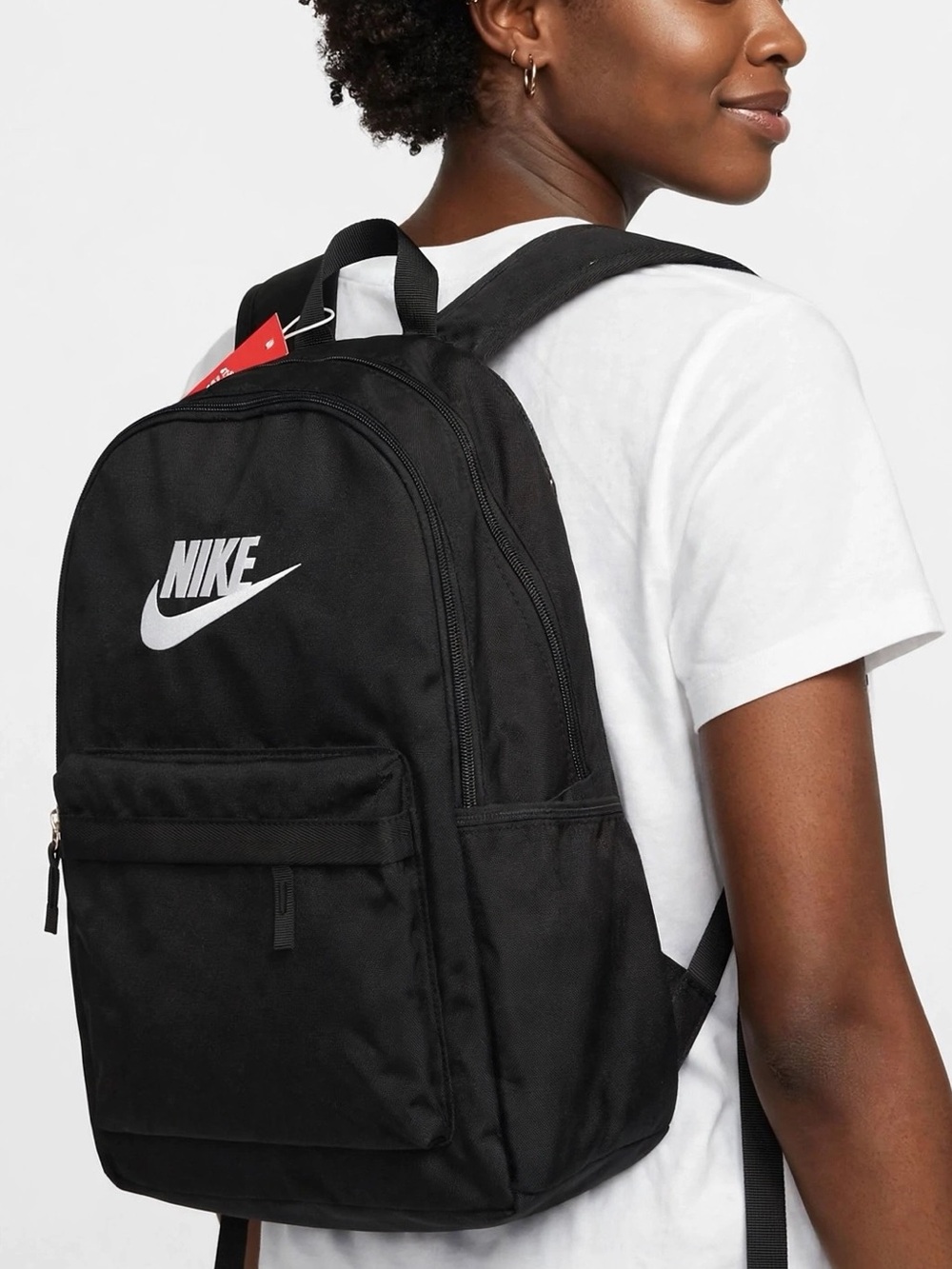 Nike Black Backpack with White Swoosh - Everyday Bag